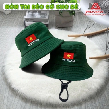 Mũ Tai Bèo In Cờ Bé Trai Gái - Vải Kaki Cotton, Size Mầm Non - 35.000 VND