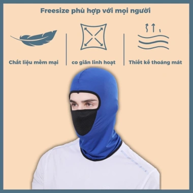 Mũ trùm đầu chống nắng che kín mặt, mặt nạ lưới thoáng khí, co giãn ôm sát, thoải mái khi đội mũ bảo hiểm 8