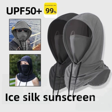 Mũ Trùm Đầu & Khẩu Trang Nam Nữ - Nón Che Nắng UV Dây Rút Kiểu Ninja, 37.600₫