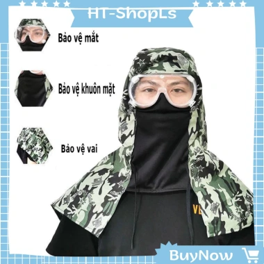 Mũ trùm đầu kiêm kính bảo vệ đa năng, khẩu trang chống bụi sương mù - tiện dụng HT-shopls 35.500đ