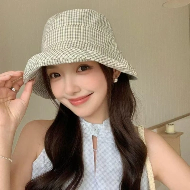 Mũ xô kẻ sọc LZHDP – Chống nắng khô nhanh mùa hè, nơ uốn cong gập lại – Giá 69.012₫