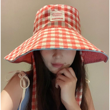 Mũ Xô Nữ Hàn Quốc Kẻ Sọc Rộng Viền Mũ Lớn - Chống Nắng Mùa Hè, Vành Lưu Vực