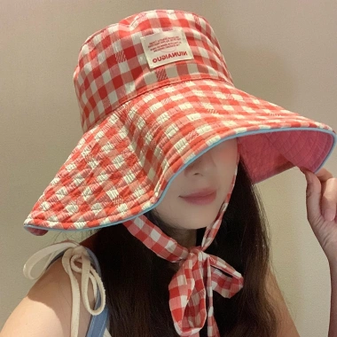Mũ Xô Nữ Hàn Quốc Kẻ Sọc Rộng Viền Mũ Lớn - Chống Nắng Mùa Hè, Vành Lưu Vực