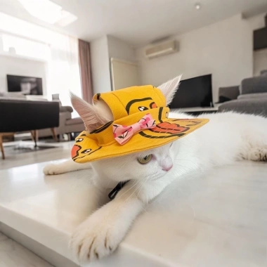 Mũ Xô Thú Cưng Điều Chỉnh Nhỏ Vịt Vàng Bông Tai Mở - Nón Phụ Kiện Thời Trang Cho Chó & Mèo 3