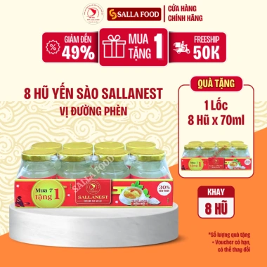 Mua 1 Tặng 1 16 Hũ Yến Sào SALLANEST 30% Đường Phèn Khay 8 hũ 70ml 249.000 VND
