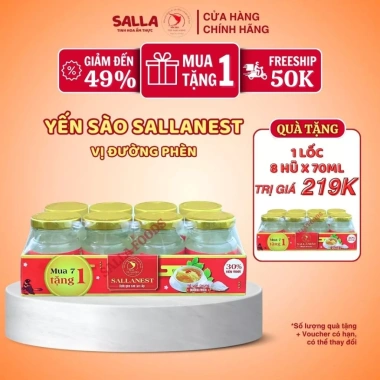 Mua 1 Tặng 1 16 Hũ Yến Sào SALLANEST 30% Đường Phèn Khay 8 hũ 70ml 249.000 VND