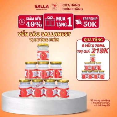 Mua 1 Tặng 1 16 Hũ Yến Sào SALLANEST 30% Đường Phèn Khay 8 hũ 70ml 249.000 VND