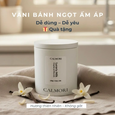 Mua 1 tặng 1 Nến thơm vani Calmori Lunaria Milk – Hương bánh ngọt ấm áp, quà Noel Tết, chỉ 121.600₫