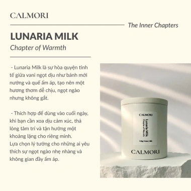 Mua 1 tặng 1 Nến thơm vani Calmori Lunaria Milk – Hương bánh ngọt ấm áp, quà Noel Tết, chỉ 121.600₫