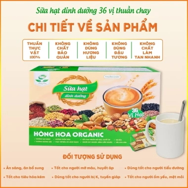 Mua 1 Tặng 2 Quà - Sữa Hạt 36 Vị Hồng Hoa Organic Không Đường, Hỗ Trợ Sức Khỏe, Thay Thế Bữa Ăn