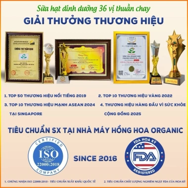Mua 1 Tặng 2 Quà - Sữa Hạt 36 Vị Hồng Hoa Organic Không Đường, Hỗ Trợ Sức Khỏe, Thay Thế Bữa Ăn
