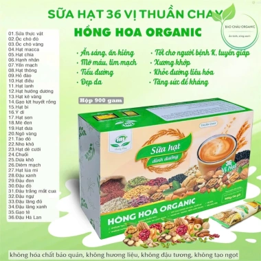 Mua 1 Tặng 2 Quà - Sữa Hạt 36 Vị Hồng Hoa Organic Không Đường, Hỗ Trợ Sức Khỏe, Thay Thế Bữa Ăn