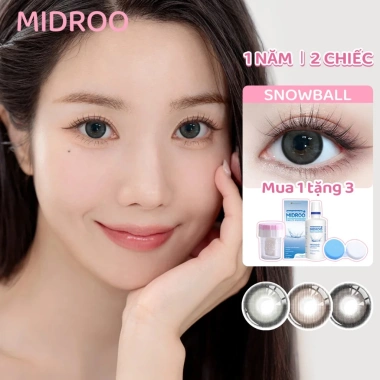Mua 1 Tặng 3 Kính Áp Tròng Midroo Snow Ball Xám 0‑6 Độ 14.5mm Giá 99k Sinh viên