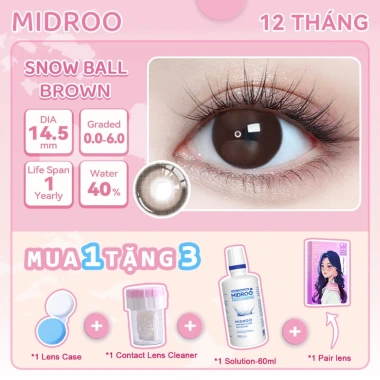 Mua 1 Tặng 3 Kính Áp Tròng Midroo Snow Ball Xám 0‑6 Độ 14.5mm Giá 99k Sinh viên