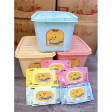 Mua 10 gói Khăn giấy ướt Vịt Phú Đạt không mùi cho bé – Tặng xô nhựa đa màu, chỉ 129.000₫