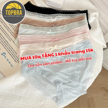 Mua 10 tặng 10 lì xì Combo 5-10 Quần Lót Nữ Su Lụa Cao Cấp Tàng Hình Viền Ren Không Lộ Vân Thoáng Mát TOPBRA