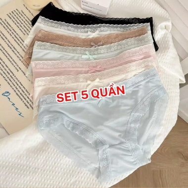 Mua 10 tặng 10 lì xì Combo 5-10 Quần Lót Nữ Su Lụa Cao Cấp Tàng Hình Viền Ren Không Lộ Vân Thoáng Mát TOPBRA