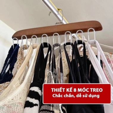 Mua 2 móc gỗ đa năng 8 móc inox - Treo áo, khăn, đồ lót, cà vạt - Giá rẻ 19.500đ 9