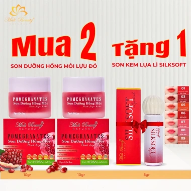 Mua 2 Son Dưỡng Hồng Môi Lựu Đỏ 10g Tặng 1 Son Kem Silk Soft 5g Bền Màu Lâu Trôi Mua 2 Son Dưỡng Hồng Môi Lựu Đỏ 10g Tặng 1 Son Kem Silk Soft 5g Bền Màu Lâu Trôi
