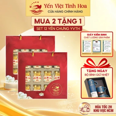 Mua 2 Tặng 1 12 Hũ Yến Chưng Sẵn Đường Phèn 35% 70ml Yến Việt Tinh Hoa 550k