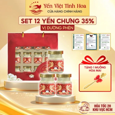 Mua 2 Tặng 1 12 Hũ Yến Chưng Sẵn Đường Phèn 35% 70ml Yến Việt Tinh Hoa 550k