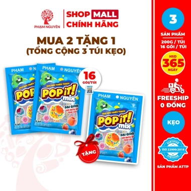 Mua 2 tặng 1 3 Túi Kẹo Dẻo Thiên Thạch Nước Ép Trái Cây Thật Popit 200g 143.100₫