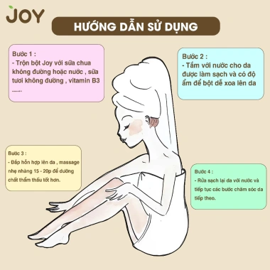 Mua 2 tặng 1 Bột Thảo Mộc Dưỡng Trắng Da JOY 200g - Giảm Thâm, Mụn Lưng, Da Mịn, Giá 89k