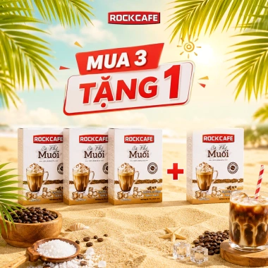Mua 2 tặng 1 Cà Phê Muối Hòa Tan RockCafe Robusta 10 gói - Giá chỉ 54.000₫