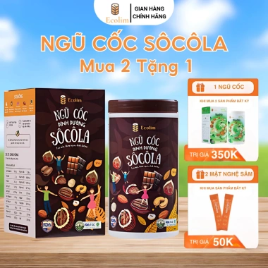 Mua 2 tặng 1 Ngũ Cốc Dinh Dưỡng Socola Ecolim 500g Giá Ưu Đãi 342.000 VND