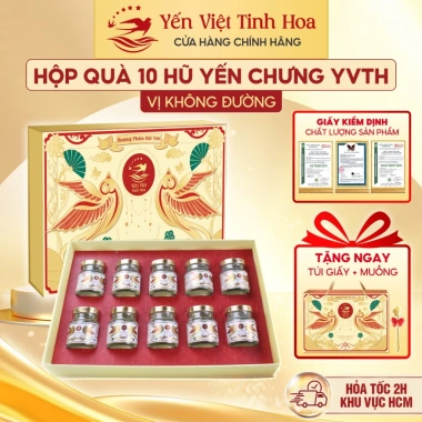 Mua 2 Tặng 1 Set 10 Hộp Yến Chưng Sẵn Không Đường 35% 70ml - Quà Tết Yến Việt Tinh Hoa 599k 10