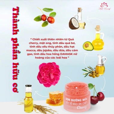 Mua 2 tặng 1 Son Dưỡng Hồng Môi Lựu Đỏ 10g + Son Tẩy Da Chết Cherry 10g - Midi Beauty 150k