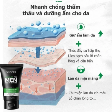 Mua 2 tặng 1 Sữa rửa mặt nam giới làm sạch sâu, làm trắng, kiểm soát dầu - Giá 59.800₫
