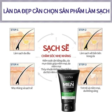 Mua 2 tặng 1 Sữa rửa mặt nam giới làm sạch sâu, làm trắng, kiểm soát dầu - Giá 59.800₫
