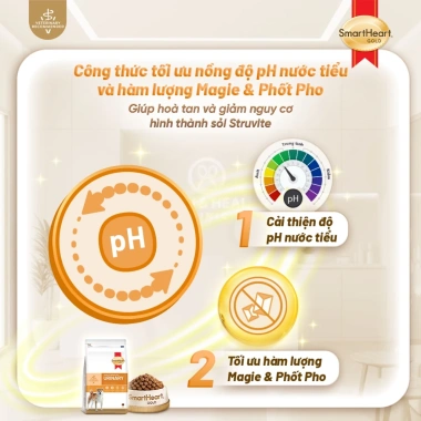 Mua 2 tặng 1 Thức ăn hạt SMARTHEART GOLD cho chó bệnh đường tiết niệu sỏi Struvite 1,5kg 392.350₫ 4