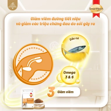 Mua 2 tặng 1 Thức ăn hạt SMARTHEART GOLD cho chó bệnh đường tiết niệu sỏi Struvite 1,5kg 392.350₫ 5