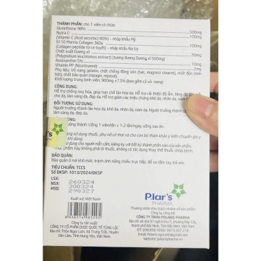 Mua 2 tặng 1 Viên uống trắng da Plar's Glutathione 30 viên - Sáng da, phục hồi, 320k