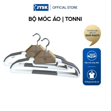 Mua 3 giảm 50k - Bộ 10 móc áo JYSK Tonni nhựa xám trắng 41.5x23x0.6 cm chỉ 149.000đ