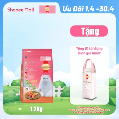 Mua 3 gói SmartHeart Cat hạt cá hồi 1,2kg tặng túi chần bông - Giá ưu đãi 141.300 VND