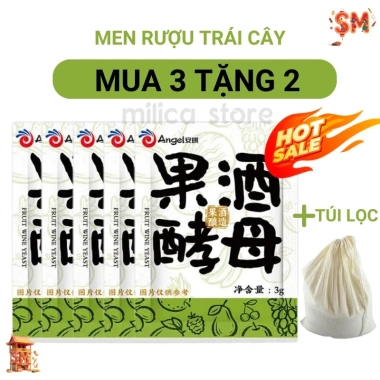 Mua 3 Tặng 2 Men Rượu Hoa Quả 15kg - Men ủ Nho, Cam, Táo, Dâu - Giá 100.000đ