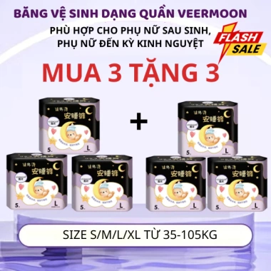 Mua 3 tặng 3 FreeShip Băng vệ sinh dạng quần VEERMOON cỡ S-M-L-XL chống tràn sau sinh
