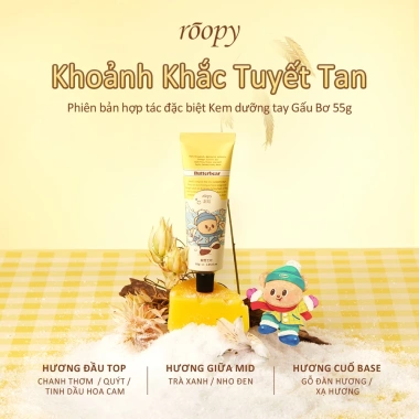 Mua 4 tặng 8 Kem dưỡng da tay Roopy và Butter Bear hương thơm ba lớp, dưỡng ẩm nhẹ nhàng, kèm quà tặng ý nghĩa