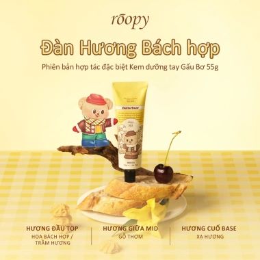 Mua 4 tặng 8 Kem dưỡng da tay Roopy và Butter Bear hương thơm ba lớp, dưỡng ẩm nhẹ nhàng, kèm quà tặng ý nghĩa