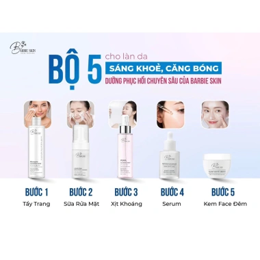 Mua 7 tặng 2 Trọn Bộ Facial Skincare Barbie Skin - Giảm 16% Chăm sóc da mặt