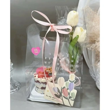 [Mua Giá Sỉ] Túi Mica 20c Trong Suốt In Lịch, Đựng Bánh, Hoa Trọng 27x18x11cm 130k 7
