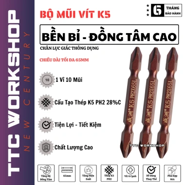Mũi bắn vít 2 đầu PH2 K5 bake chữ thập SNZO - Từ tính cao, độ cứng cao, đa năng 36.4k