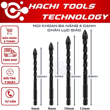 Mũi khoan đa năng 4 cạnh chuôi lục giác 6.35 – Cao cấp, bền bỉ, giá 21.000 VND