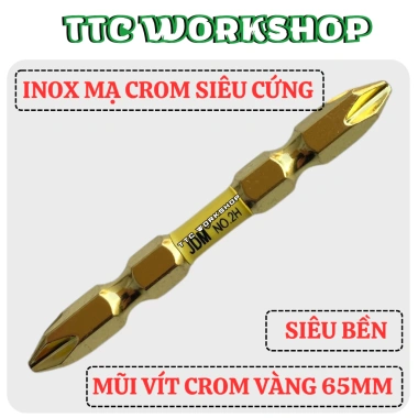Mũi vít 7 màu mạ crom vàng thép 2H cứng, từ tính hút dính, chân lục giác đa năng