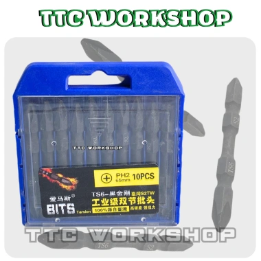 Mũi vít BITS TS6 4 cạnh 2 đầu 65mm - Từ tính cực mạnh, chân lục giác, giá chỉ 23.650₫ 2