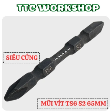 Mũi vít BITS TS6 4 cạnh 2 đầu 65mm - Từ tính cực mạnh, chân lục giác, giá chỉ 23.650₫ 3