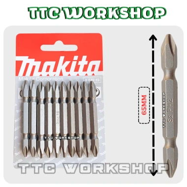 Mũi vít MKT PH2 S2 4 cạnh 2 đầu dài 65mm, từ tính cực mạnh, chân lục giác chuẩn